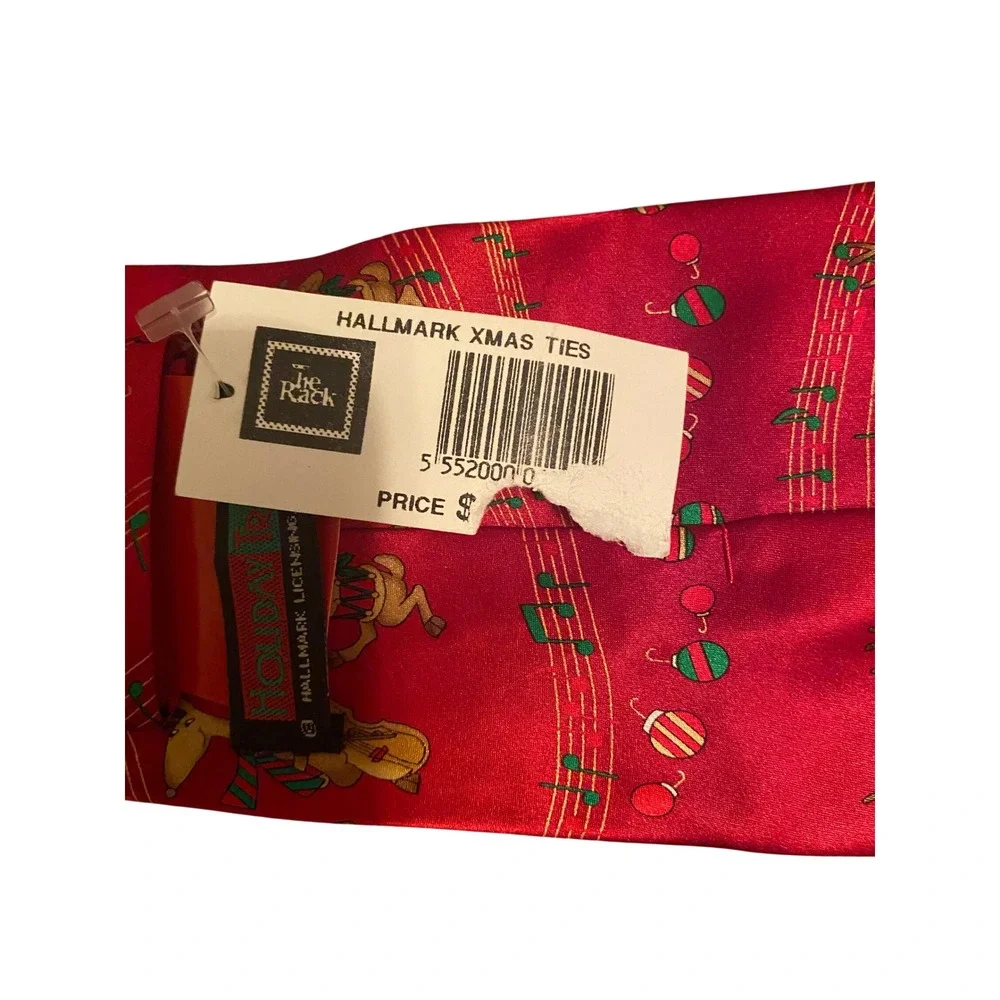 Hallmark Holiday Traditions Mens Red Silk Musical Reindeer‎ Christmas Tie NWT